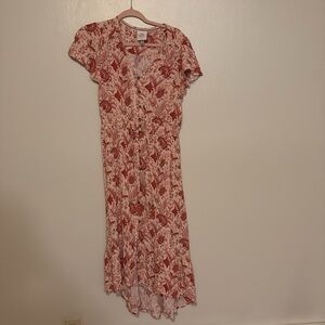 Floral Red and White Maxi Dress